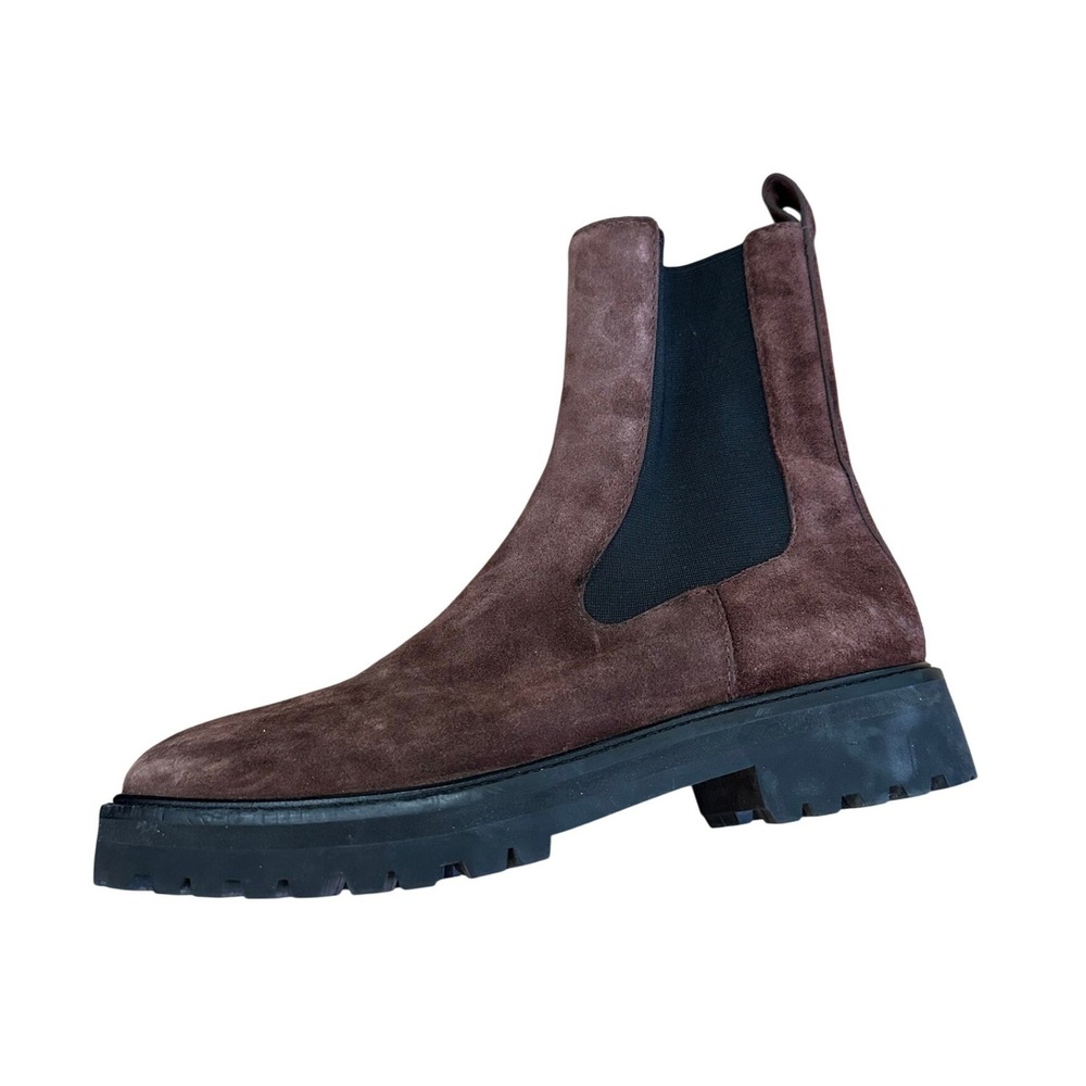 Reformation Katerina Brown Suede Lug Sole Chelsea Ankle Boots Womens 8.5